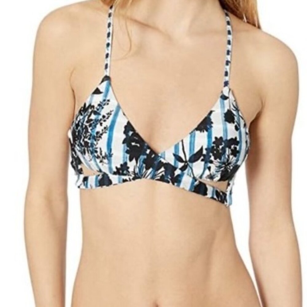 Lucky Brand Swim Reversible On the Grid Twist Bralette Bikini Top Small S